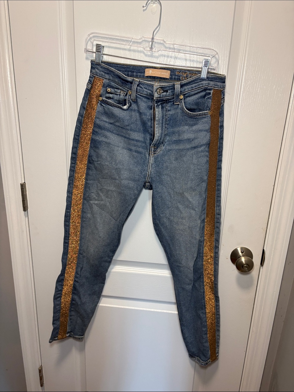 7 For All Mankind Boyfriend Jeans with Gold Side Stripes
